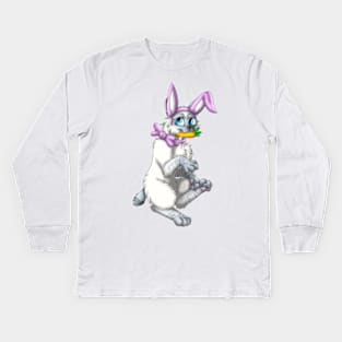 Bobtail BunnyCat: Blue Lynx Point (Pink) Kids Long Sleeve T-Shirt